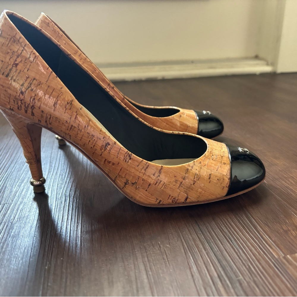 Chanel Patent and Cork Heels